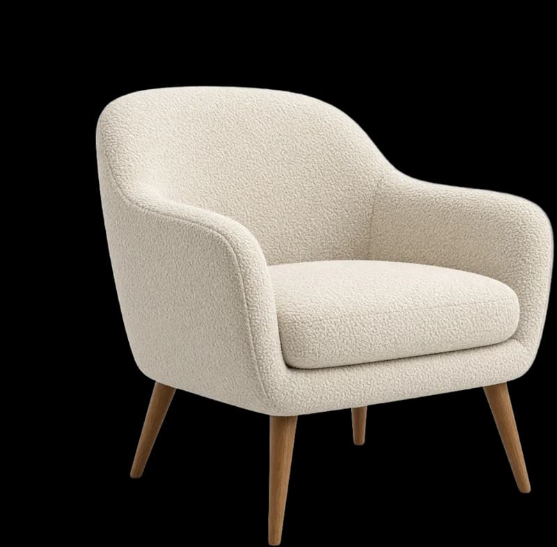 Cream bouclé armchair