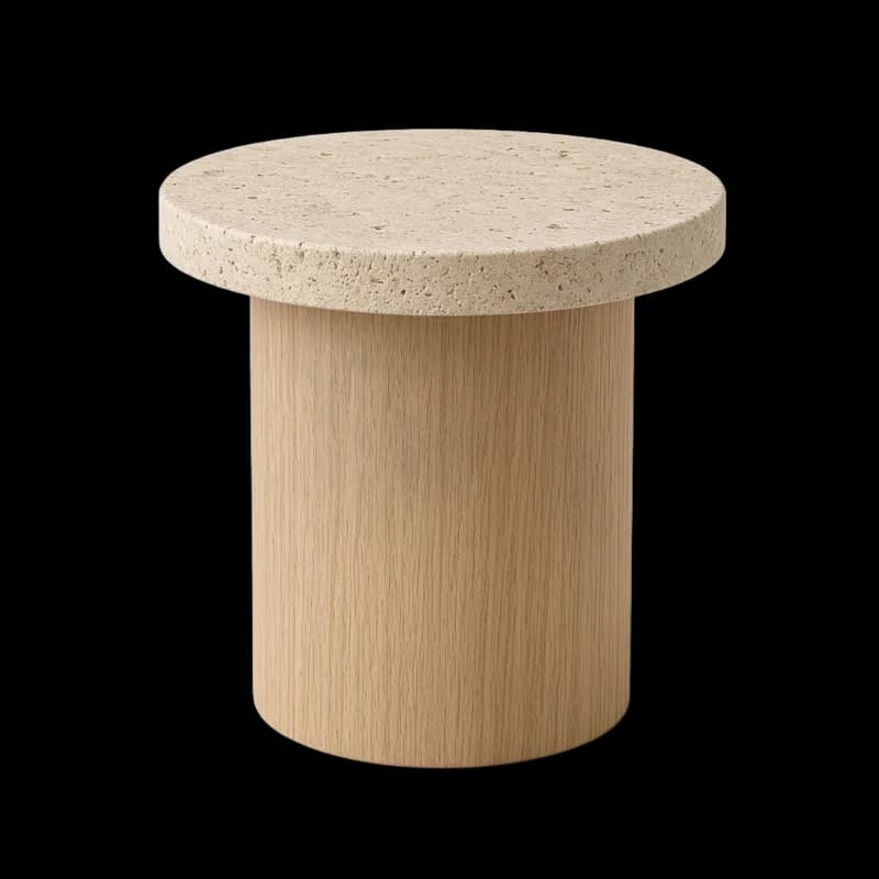 Travertine side table
